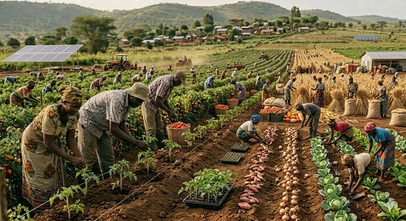 Green farmland served by AgroSolar smart agriculture